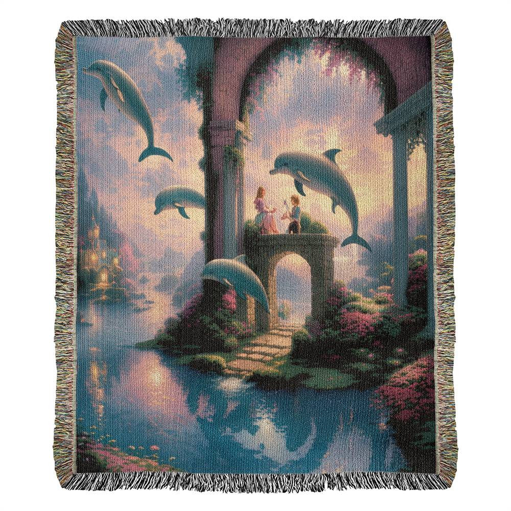 Dolphins - Couple Proposal - Valentine's Day Gift - Heirloom Woven Blanket