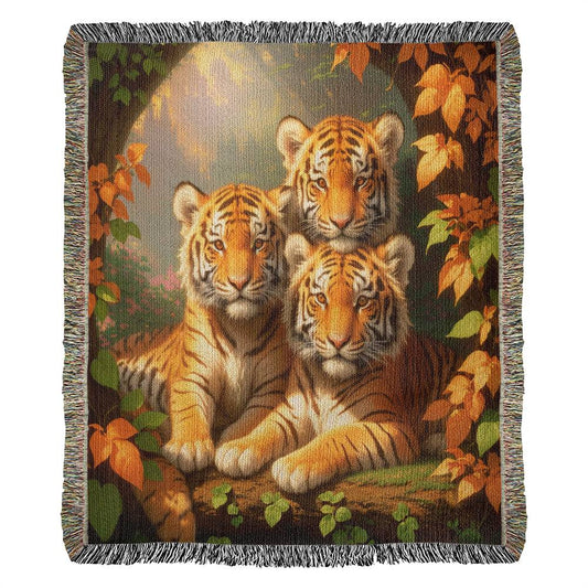 Tigers In Autumn - Heirloom Woven Blanket