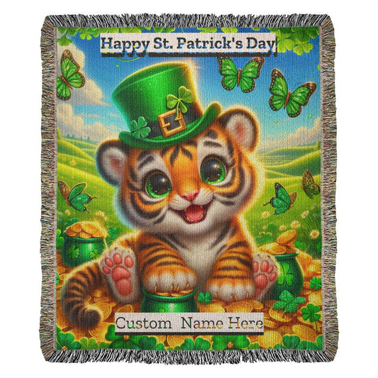 Tiger- St. Patrick's Day Gift-Personalized Heirloom Woven Blanket