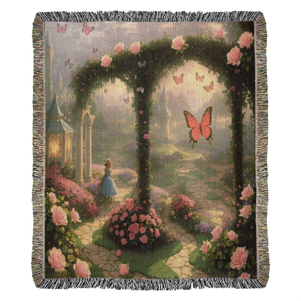 Butterflies Under The Arch Rose Garden - Valentine's Day Gift Heirloom Woven Blanket