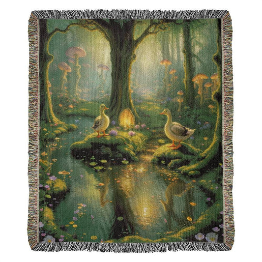 Ducks in a Fantasy Pond - Heirloom Woven Blanket