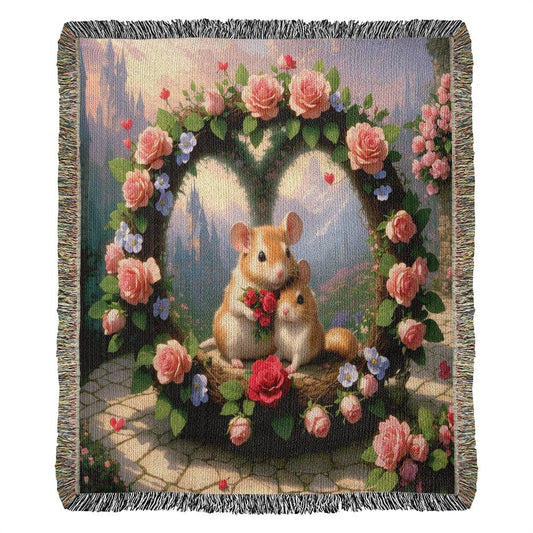 Hamsters Pose For The Holiday - Valentine's Day Gift - Heirloom Woven Blanket