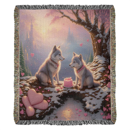 Wolves Share Cake - Valentine's Day Gift - Heirloom Woven Blanket