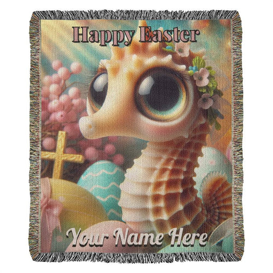 Seahorse- Easter Gift-Christian Gift-Personalized Heirloom Woven Blanket