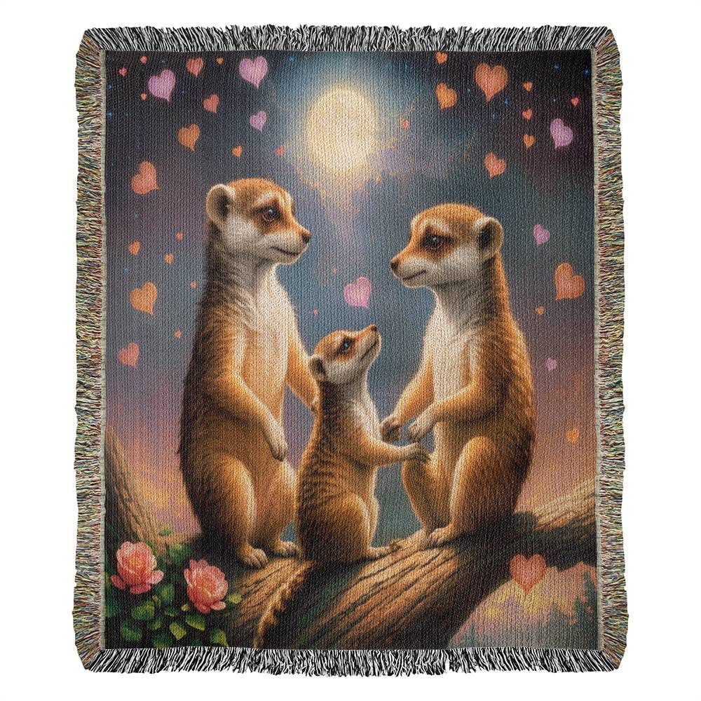 Meerkats And Falling Hearts - Valentine's Day Gift - Heirloom Woven Blanket
