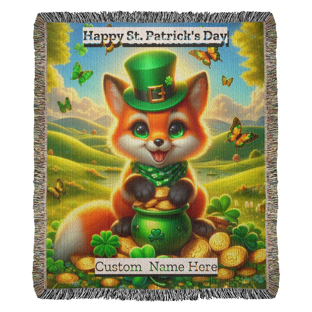 Fox- St. Patrick's Day Gift-Personalized Heirloom Woven Blanket