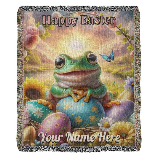 Frog- Easter Gift-Christian Gift-Personalized Heirloom Woven Blanket