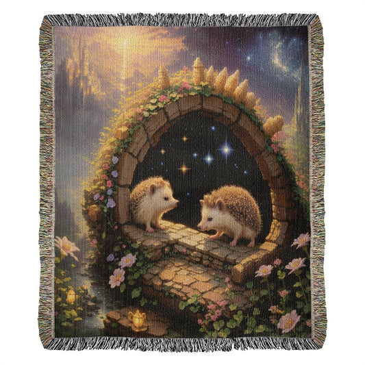 Hedgehogs Find A Portal - Heirloom Woven Blanket