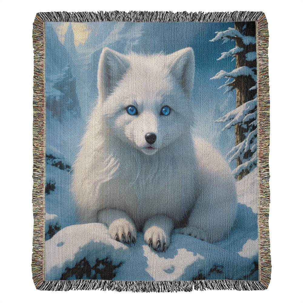 Artic Fox In The Snow - Heirloom Woven Blanket