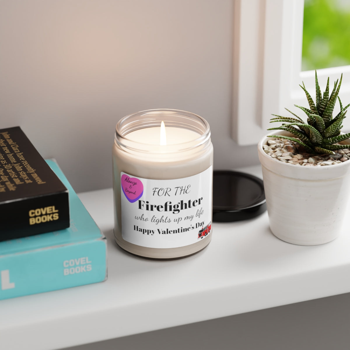 Firefighter Who lights up my life -Valentine's Day Gift- Scented Soy Candle, 9oz